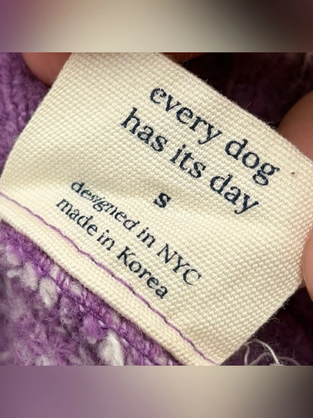 Little Beast Meet the Parents Dog Sweater Purple and White Check Size S